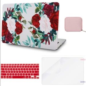 Girls MacBook Pro 13 inch rose case + Pouch + Keyboard Cover + Screen Protector